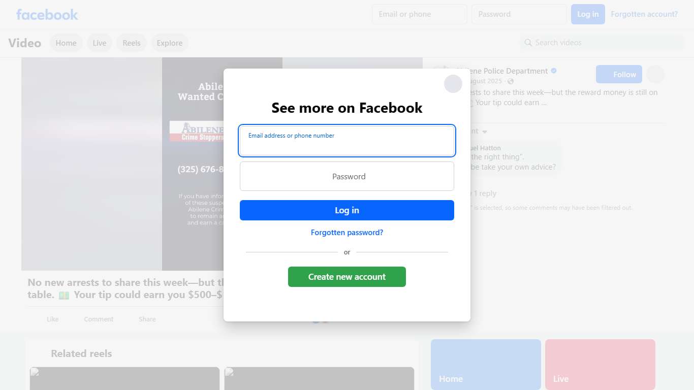 No new arrests to share this week—but the reward money is still on the table. 💵 Your tip could earn you $500–$1,000 in cash. Stay anonymous, do the right thing, and get paid. Call (325) 676-8477 (TIPS) or use the P3 app. Abilene Police Department Facebook