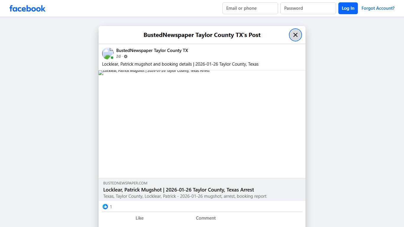 Locklear, Patrick... - BustedNewspaper Taylor County TX Facebook